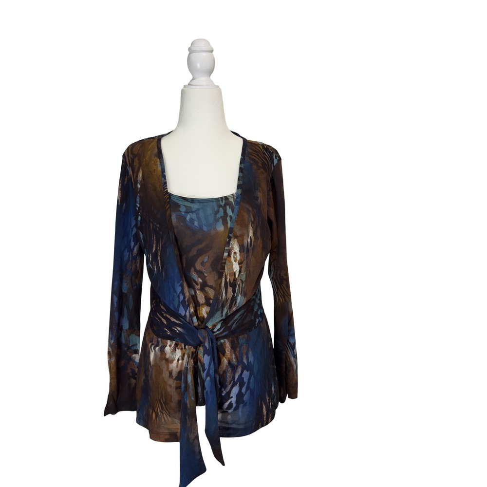 Vintage Y2K Animal Print 2-Piece Tank & Tie-Front Jacket Set Women's Size M